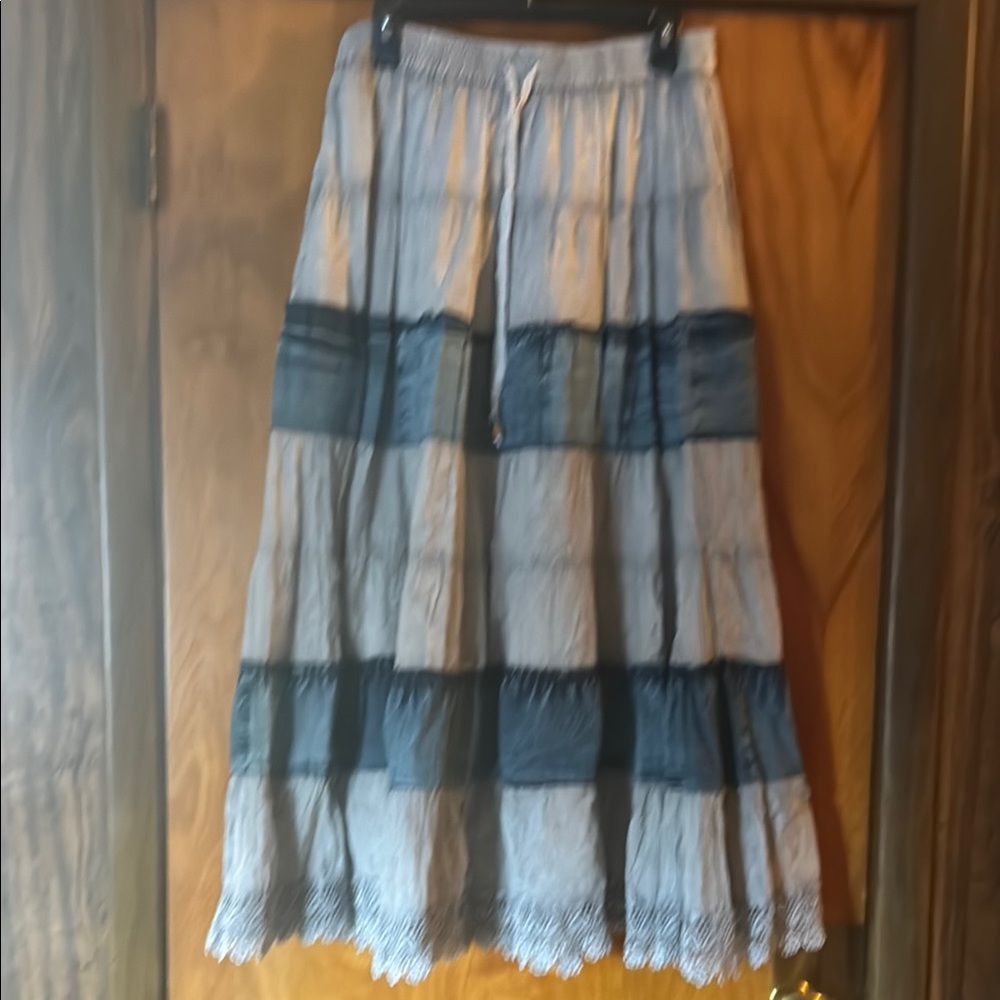 Striped Maxi Skirt in Blue and Gray